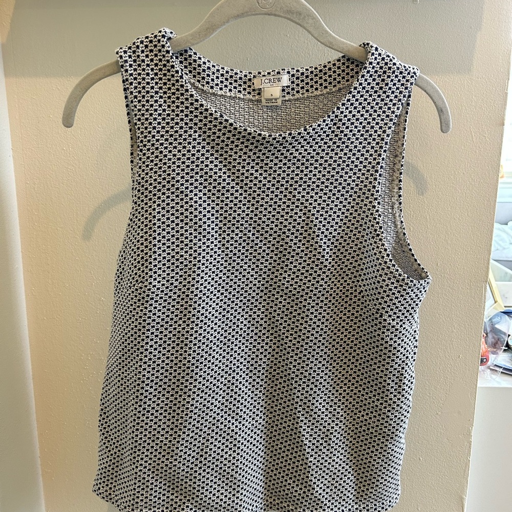 J. Crew Blue and White Sleeveless Knit Top